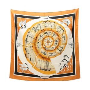HERMES Brown Silk Scarf